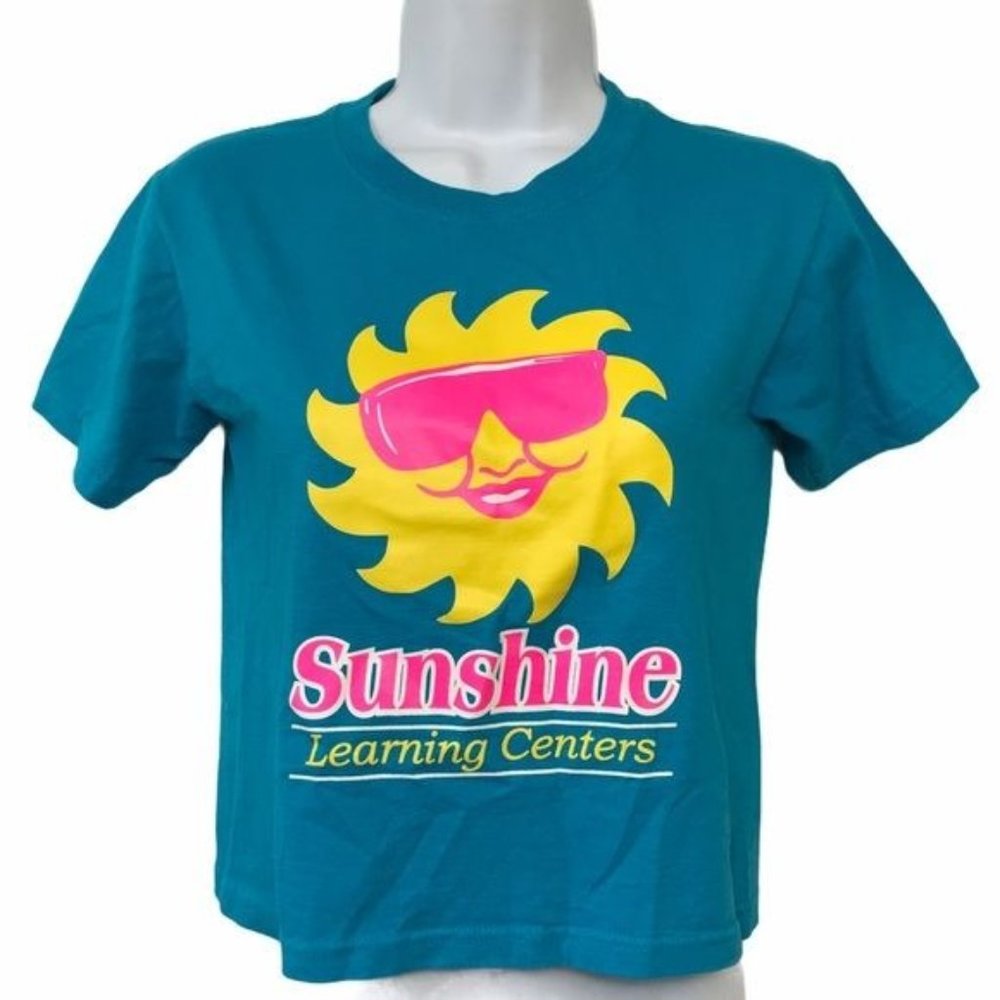Vintage 90s Women’s Sunshine Neon Bright Graphic Short Sleeve T-Shirt Size XS